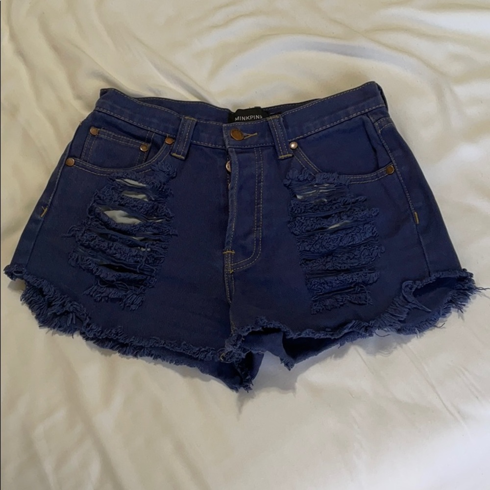 MINKPINK high waist dark blue denim shirts size XS